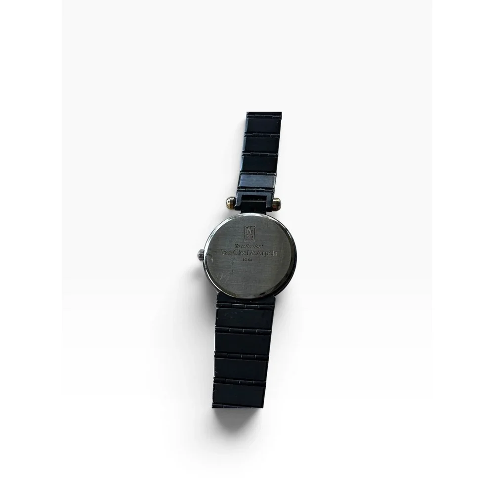 Vintage 90s Van Cleef Arpels La Collection 22 Watch Black Gold Plated COA
